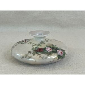 RARE! Limoges France‎ T&V Squat Bud Vase Delicate Roses Hand Painted Porcelain